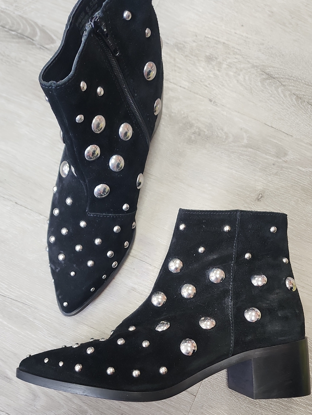 Kenneth Cole Black Suede Studded Ankle Boots